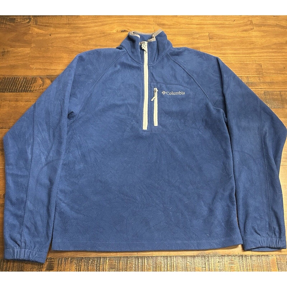 Columbia 1/2 Zip Fleece Sweater Men's S Blue‎ Pullover Outdoor Hiking Vintage